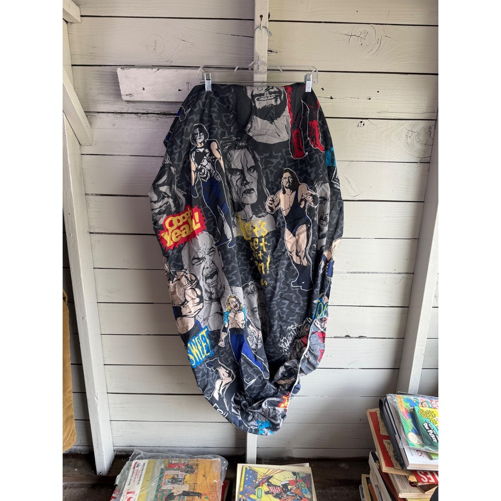 Vintage WCW nWo Wrestling Twin Fitted Sheet Sting Macho Man Kevin Nash 90s Bibb